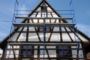 France, scaffold on a building site in Kintzheim in Alsace clipart