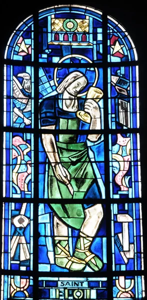 stock image France, stained glass window in Poissy collegiate church