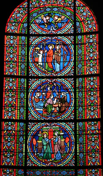 France, stained glass window in Poissy collegiate church — Stock Photo, Image