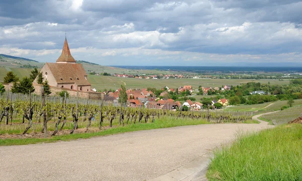 Stock image Saint Jacques le Majeur church in Hunawihr