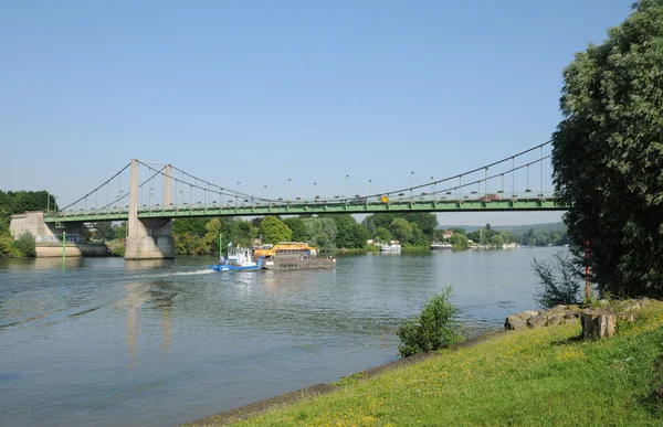 Francia, ponte sospeso della Triel Sur Seine — Foto Stock