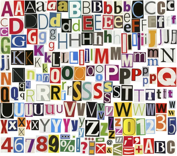 Gazete kupürleri alfabesi Stok Fotoğraf