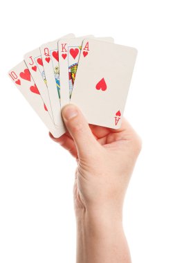 Playing cards in hand clipart