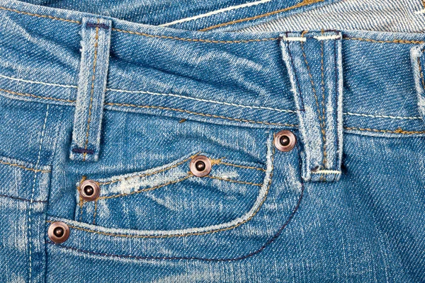 Blue jeans fabric with pocket — Stock Photo, Image