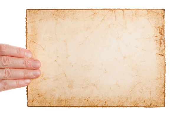 Handgeschept papier in vrouw hand — Stockfoto