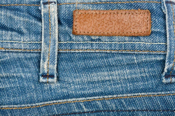 Lege lederen jeans etiket — Stockfoto