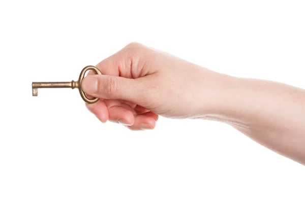 Hand holding old key — Stock Photo, Image