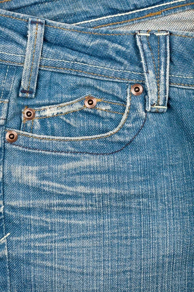 蓝色牛仔裤织物的口袋 — 图库照片