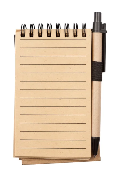 Caderno espiral e caneta — Fotografia de Stock