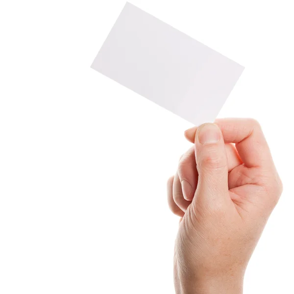 Paper card in woman hand — Stock Photo, Image
