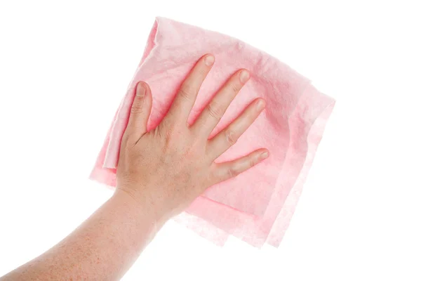 Hand with cleaning cloth — Stock Photo, Image