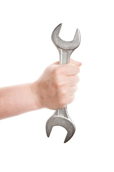 Hand with a wrench — Stock Photo, Image