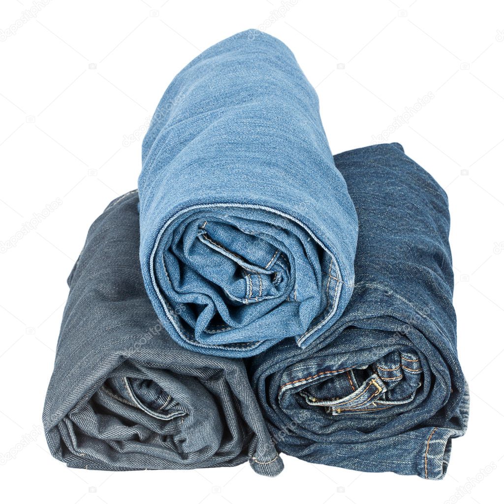 Stack of rolled jeans Stock Photo by ©Taigi 11654579