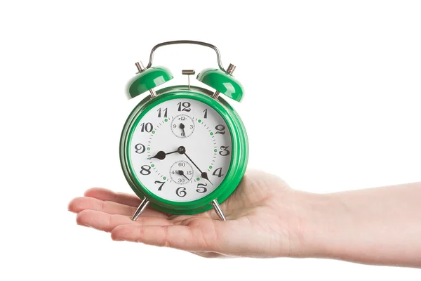 Hand bedrijf alarm clock — Stockfoto