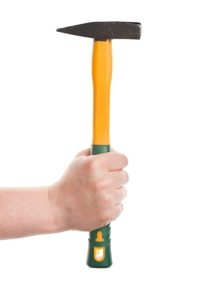 Female hand holding a hammer — Stock Photo, Image
