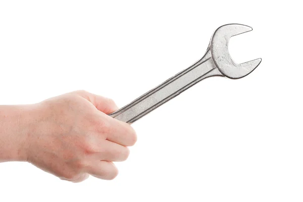 Hand with a wrench — Stock Photo, Image