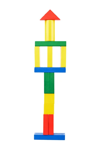 Tower made from wooden toy blocks — Stock Photo, Image