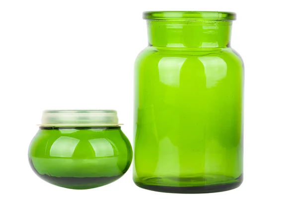 Zielone butelki chemiczne — Zdjęcie stockowe