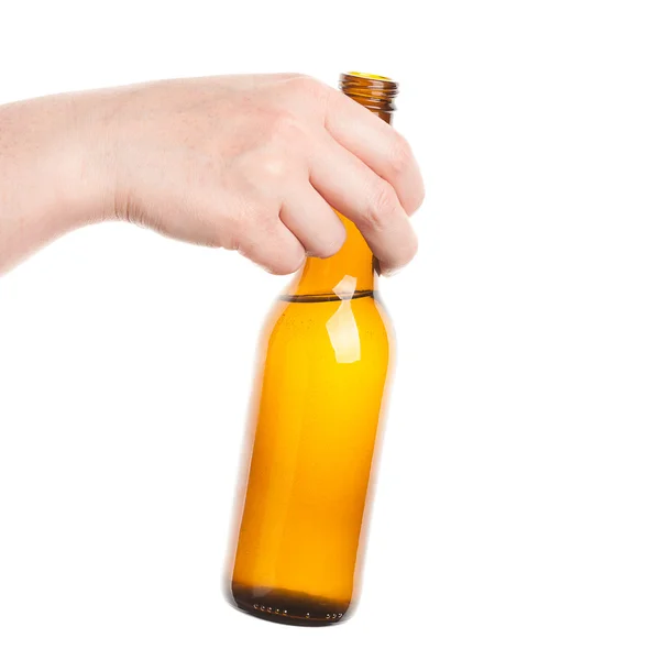 Bottiglia di birra in mano — Foto Stock