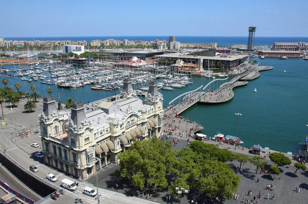 View over the port vell from Columbus monument — Stock Photo, Image