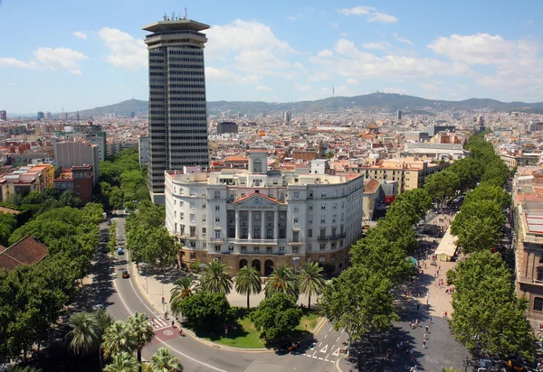 View over the Rambla from Columbus monument — Stock Photo, Image