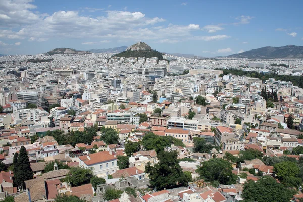Vista dall'Acropoli di Atene alla collina Lycabettus — Foto Stock