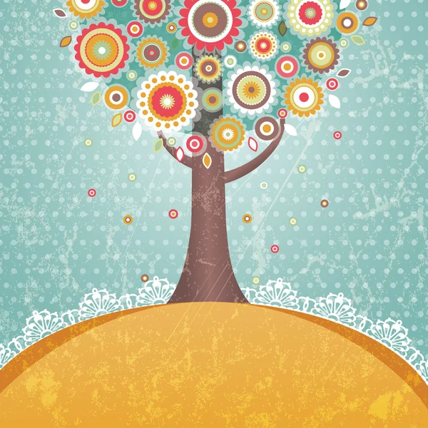 Baum mit Blumen — Stockvektor