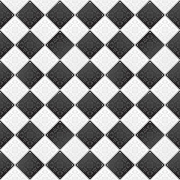 Carrelage noir et blanc — Image vectorielle