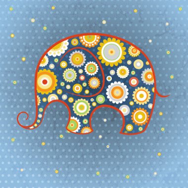 Floral vector elephant clipart