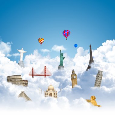 Traveling the world dream landmark concept clipart