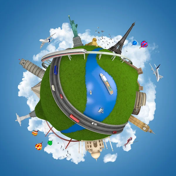 Світова концепція подорожей глобусом ізольована Ліцензійні Стокові Фото