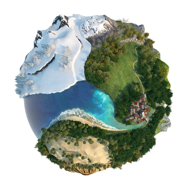 Різноманітність ландшафтів глобус Ліцензійні Стокові Фото
