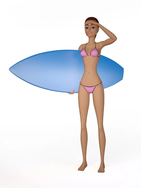 stock image Girl with a surfboard