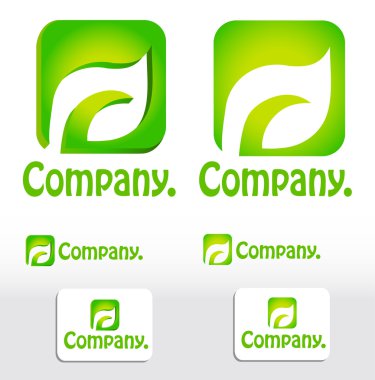 Green leaf logotype ecology company and visiting-card Set. clipart