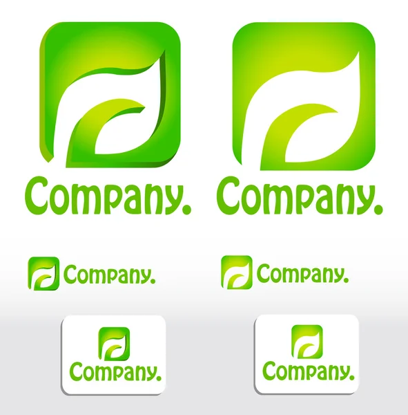 Green leaf logotype ecology company and visiting-card Set. — Stock Vector