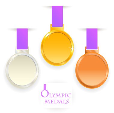 Olympic medals. Gold, silver, bronze. clipart