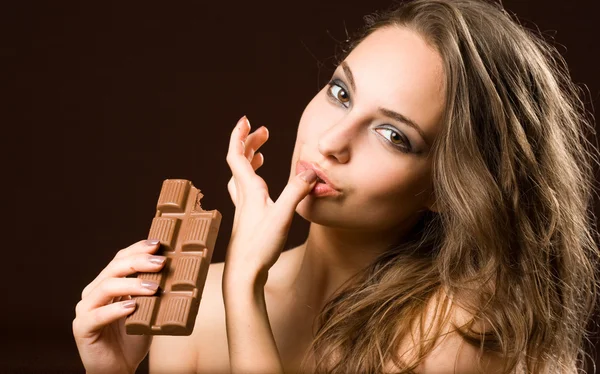 Sensuele chocolade plezier. — Stockfoto