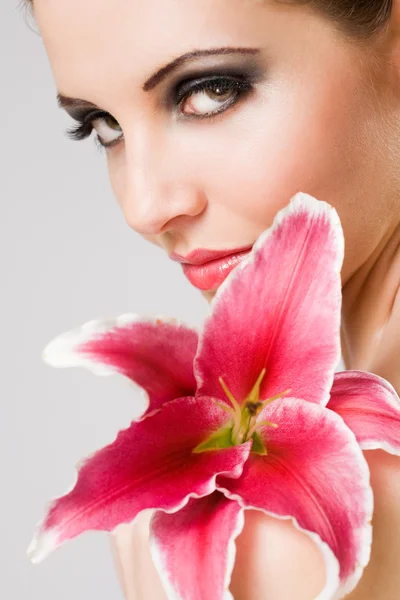 Beauty shot with colorful lily. Royalty Free Stock Images