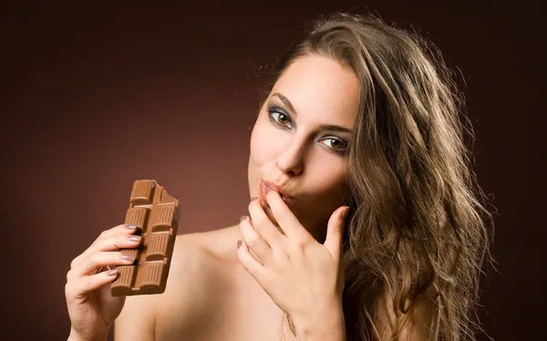 Chica chocolate sensual . — Foto de Stock