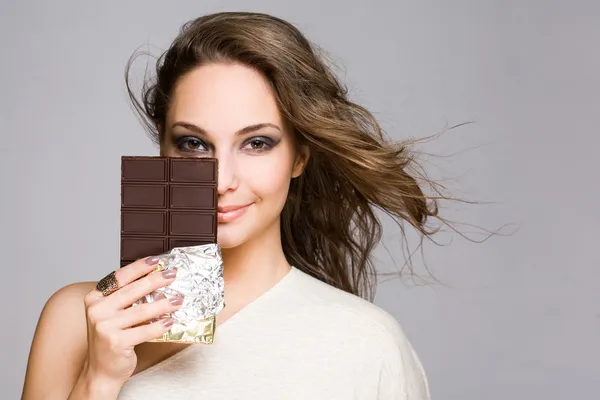 Chocolate amoroso morena cutie . — Foto de Stock