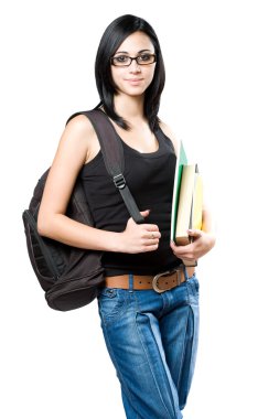 Gorgeous young brunette student woman. clipart