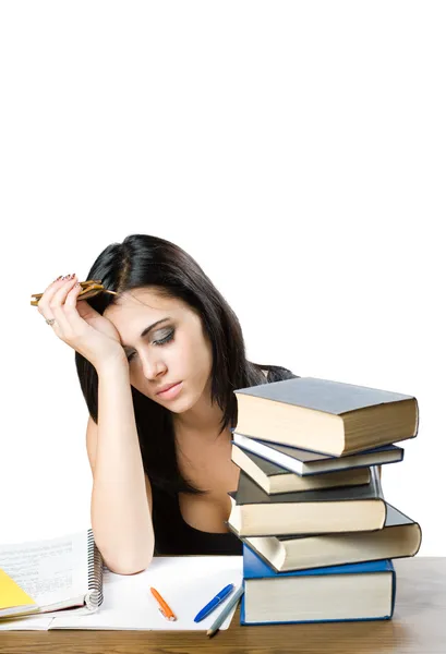 Žena vyčerpaná mladý student. — Stock fotografie