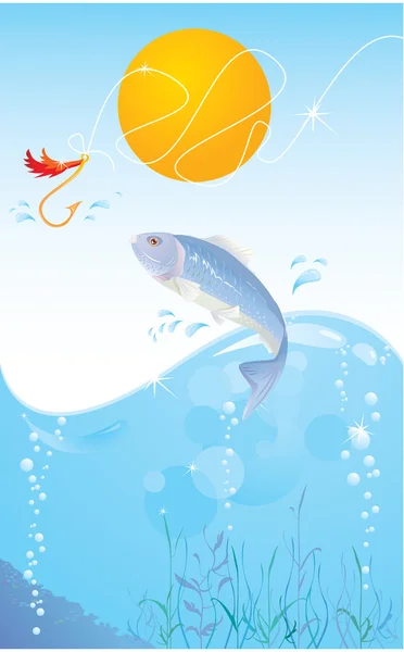 Ryby a háčkem — Stockový vektor