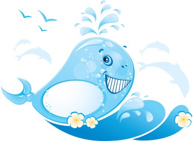 Funny whale is made of water drop clipart