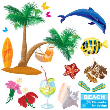 Summer beach elements set clipart