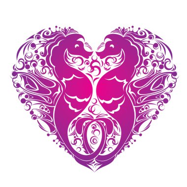 A heart is made of Couple of seahorses clipart
