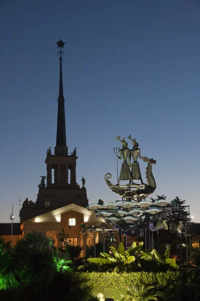 stock image Sochi marina terminal night view