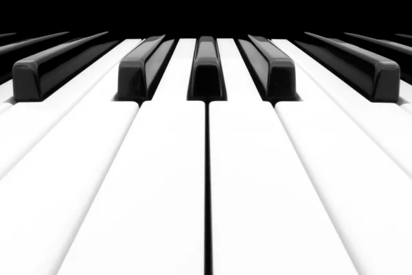 广角拍摄的钢琴键盘 — 图库照片