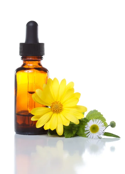 Lék na bylinky nebo lahvička s aromaterapií — Stock fotografie