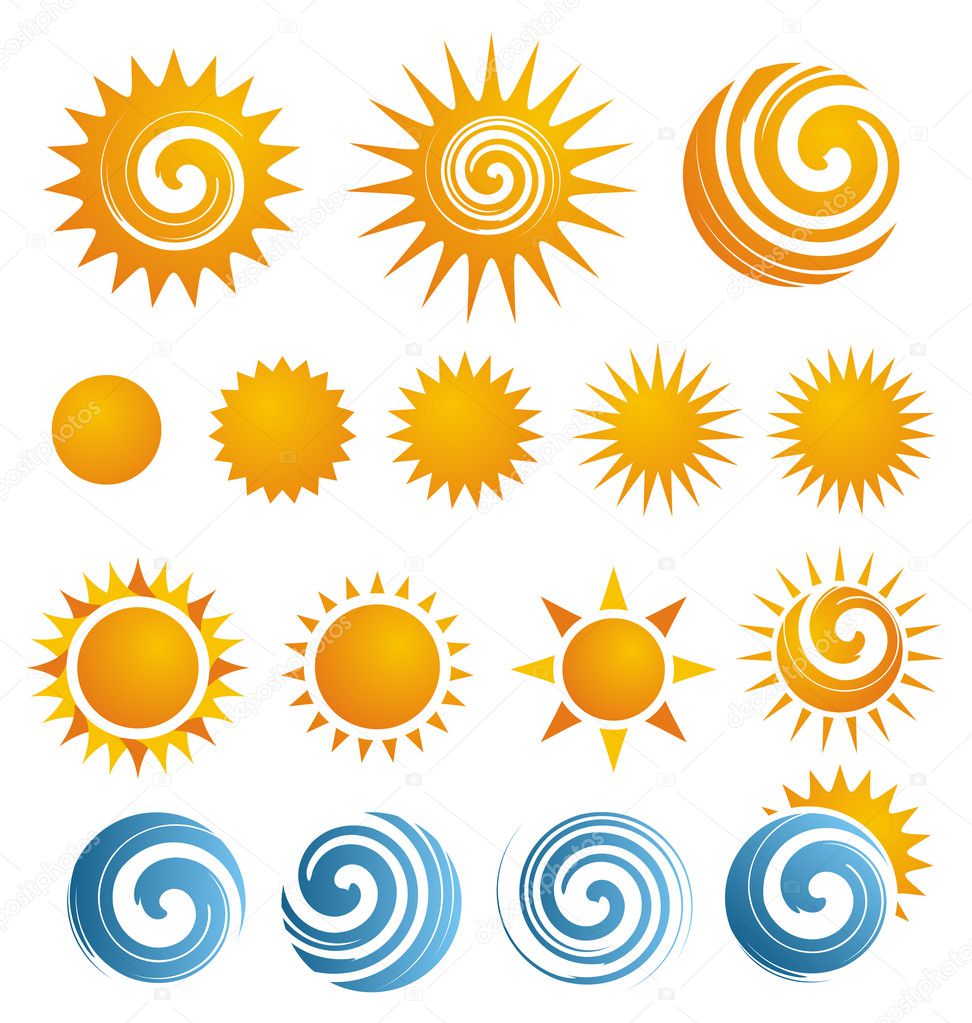 Set of Sun icons and design elements